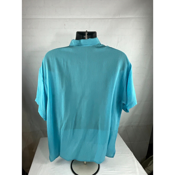 Men’s Michael Brandon 100% Bemberg Rayon Lightweight Button Up Shirt Size L Aqua - Picture 2 of 3